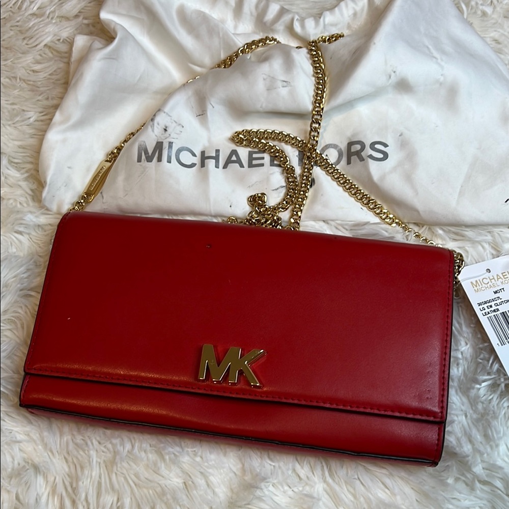 Michael Kors Red Saffiano Leather Clutch